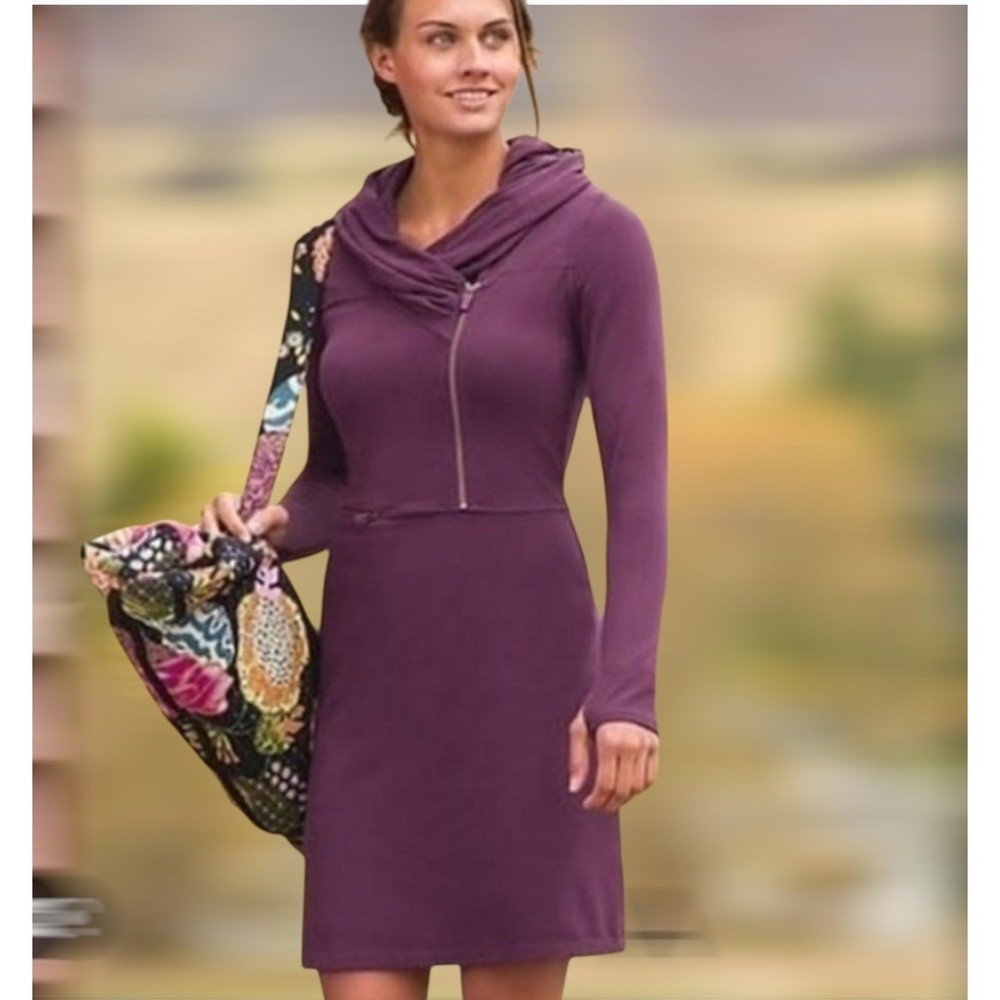 Athleta Sunny and Suede Long Sleeve Hooded Sweatshirt Dress‎ Asymmetrical Small
